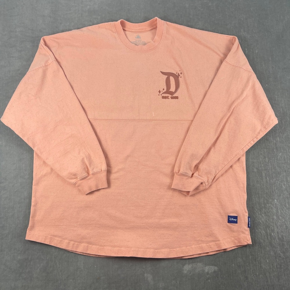 Disney‎ Men XL Peach Pink Spirit Jersey Disneyland Resort Puff Print Glitter